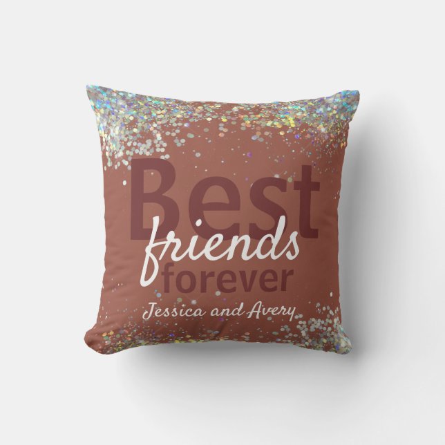 Glitter Best Friends Forever Throw Pillow (Front)