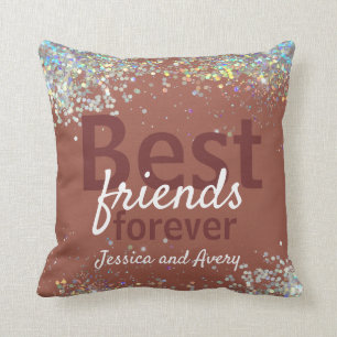 Glitter Best Friends Forever Throw Pillow
