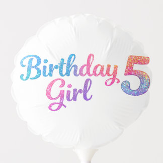 Glitter Birthday Girl 5 Party Balloon
