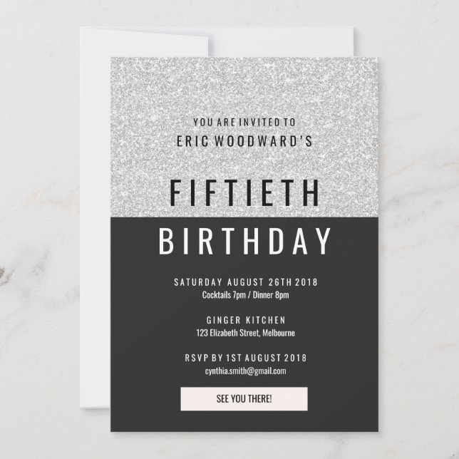 Glitter Birthday Party Invite (Front)