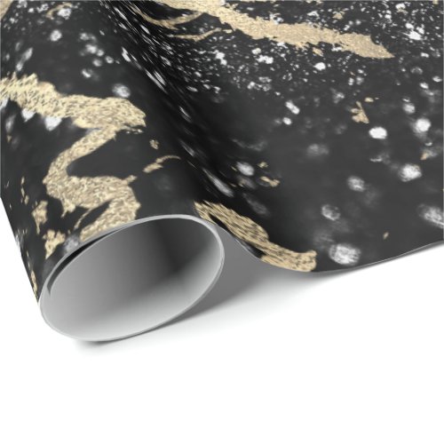Glitter Black Foxier Gold Marble Shiny Metallic Wrapping Paper