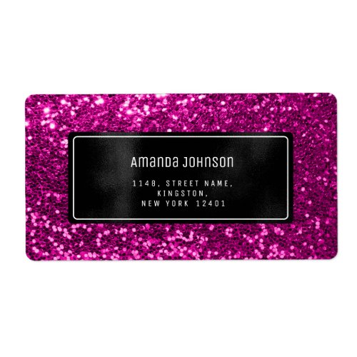 Glitter Black Framed Pink RSVP Address Boutique Label