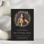 Glitter Black Gold 40th Birthday Party Invitation<br><div class="desc">Glitter Black Gold 40th Birthday Party Invitation. Celebrate a milestone in style with this elegant black and gold birthday invitation, featuring glitter accents that bring a touch of glamour to the design. Customize it with your own photo to make the invitation truly personal and unique, setting the perfect tone for...</div>