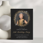 Glitter Black Gold 70th Birthday Party Invitation<br><div class="desc">Glitter Black Gold 70th Birthday Party Invitation. Celebrate a milestone in style with this elegant black and gold birthday invitation, featuring glitter accents that bring a touch of glamour to the design. Customize it with your own photo to make the invitation truly personal and unique, setting the perfect tone for...</div>