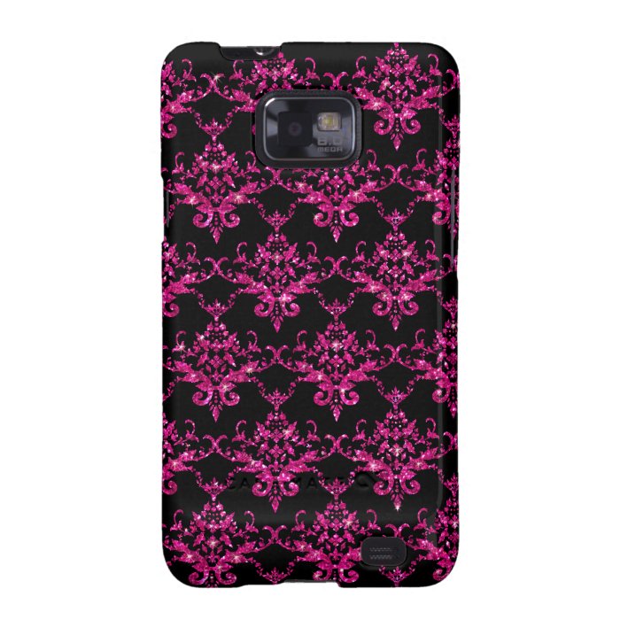 Glitter black hot pink damask pattern samsung galaxy s2 covers