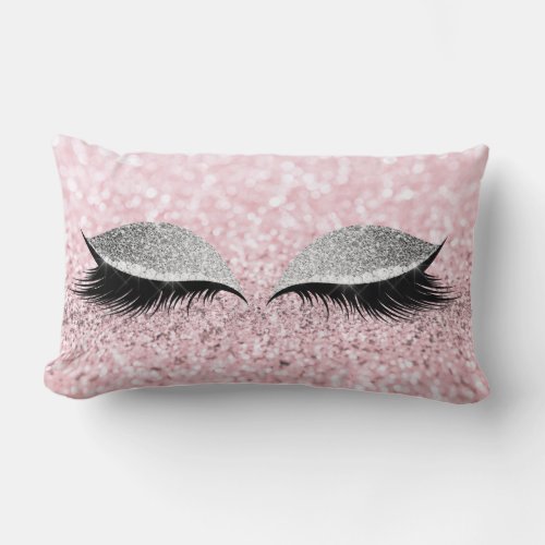 Glitter Black Makeup Eye Lashes White Silver Pink Lumbar Pillow