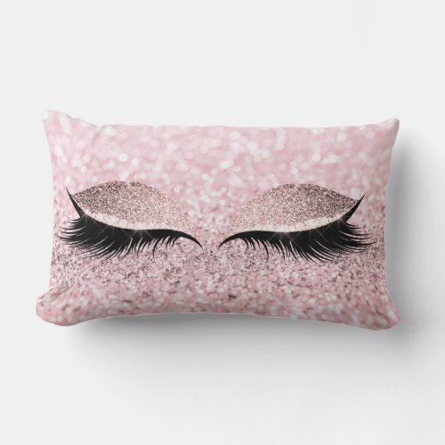 Glitter Black Makeup Eye Lashes White Silver Pink Lumbar Pillow
