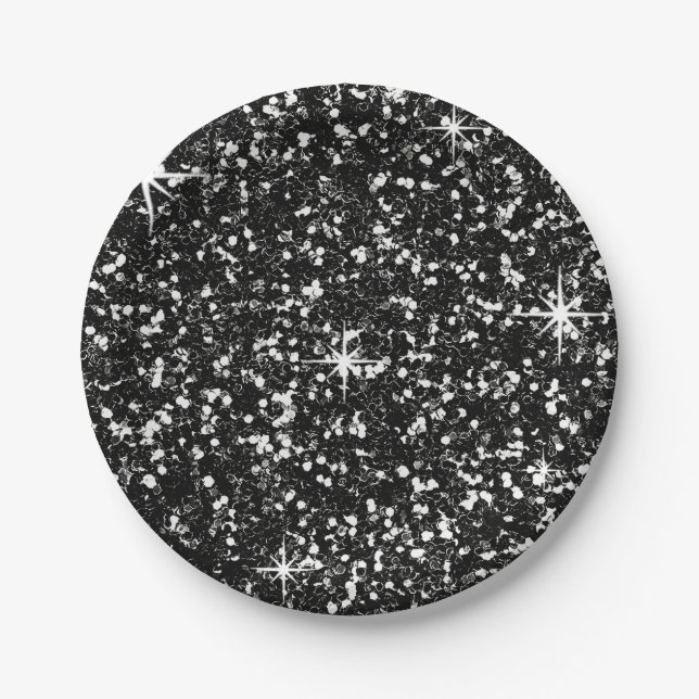 GLITTER | black Paper Plates (Front)