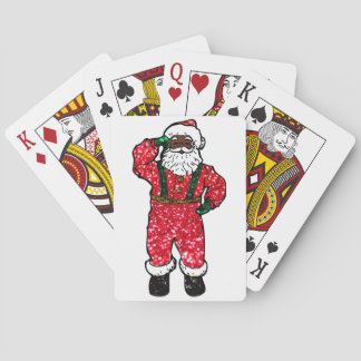 glitter black santa claus poker cards