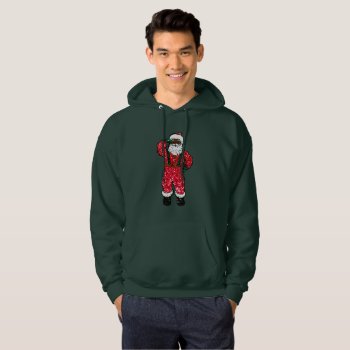 Glitter Black Santa Claus Xmas Hooded Sweatshirt by funnychristmas at Zazzle