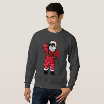 Glitter Black Santa Claus Xmas Mens Sweatshirt by funnychristmas at Zazzle