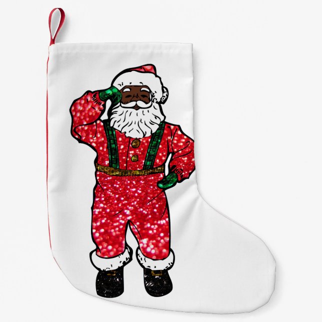 glitter black santa claus xmas stocking (Front)