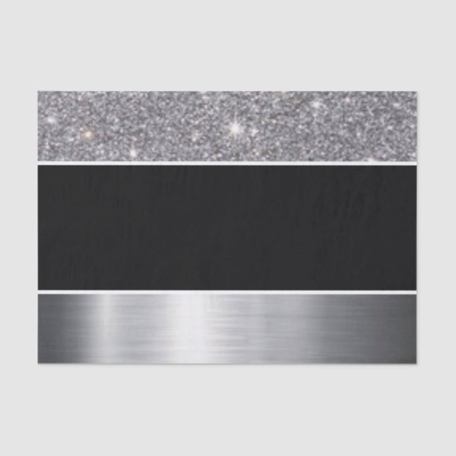 Glitter Black Silver Pattern Print Design Tissue Paper (Front)