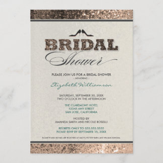 Glitter Bling Bridal Shower Invitation (champagne)