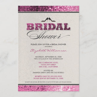 Glitter Bling Bridal Shower Invitation (fuchsia)