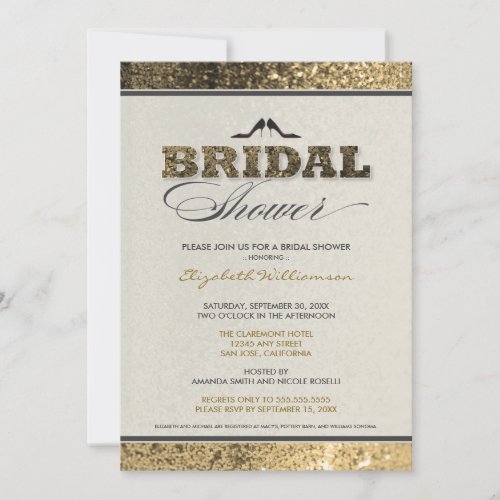 Glitter Bling Bridal Shower Invitation (gold)