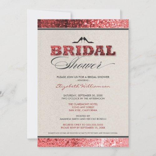 Glitter Bling Bridal Shower Invitation (red)