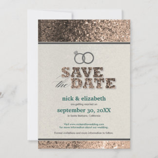 Glitter Bling Save the Date Announcement (copper)