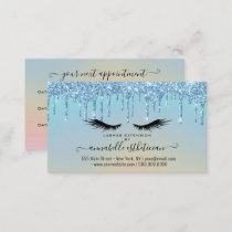 Glitter Blue Eyelash Extension Appointment  Business Card