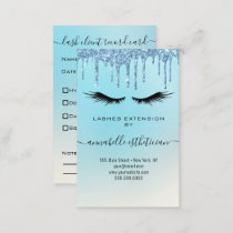Glitter Blue Eyelash Extension Client Record Busin Business Card