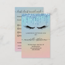 Glitter Blue Eyelash Extension Client Record Business Card