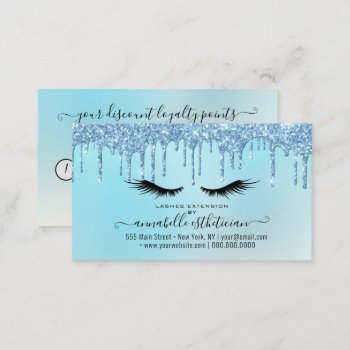 Glitter Blue Eyelash Extension Loyalty   Business  Business Card by MG_BusinessCards at Zazzle