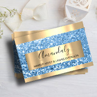 Glitter Blue Gold Frame Event Planner Luminous Business Card