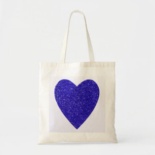 Glitter Blue Heart Wedding Tote Bag