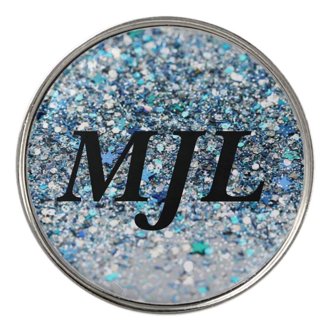 Glitter Blue Monogram Initials Golf Ball Marker Zazzle