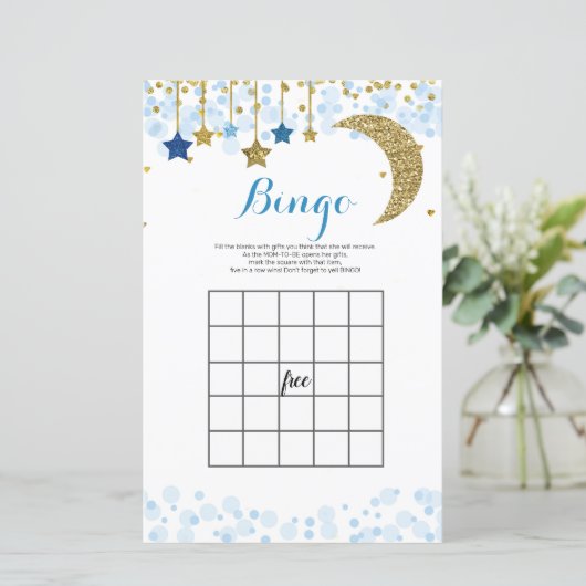 Glitter blue moon Watercolor Bingo Game (Standing Front)
