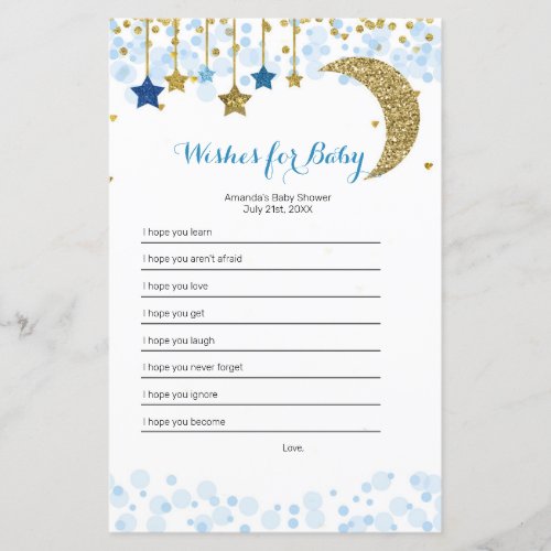 Glitter blue moon Watercolor Wishes for Baby Game