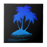Glitter Blue Palms Ceramic Tile - Exotic Island<br><div class="desc">Custom Colors - Beautiful Glitter Blue Palms Tiles - Exotic Island - or Add Your Tile Color ! MIGNED Design</div>
