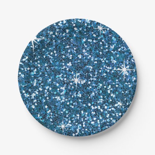 GLITTER  blue Paper Plates