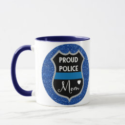 Glitter Blue Police Mom LEO Support Coffee Mug