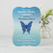 Glitter Blue Quinceanera Invitation (Standing Front)
