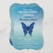 Glitter Blue Quinceanera Invitation (Front/Back)