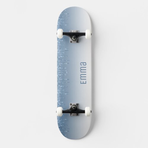 Glitter Blue Skateboard with Name