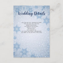 Glitter Blue Snowflake winter Wedding Details Card