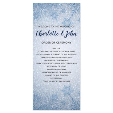 glitter blue snowflakes winter wedding programs