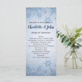 Glitter Blue Snowflakes winter wedding programs (Standing Front)