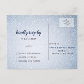Glitter Blue Snowflakes winter wedding rsvp Invitation Postcard (Back)