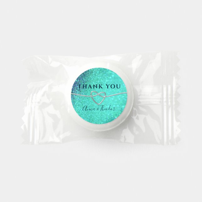 Glitter Blue Wedding Thank You Hershey®'s Kisses® Life Saver® Mints (Front)