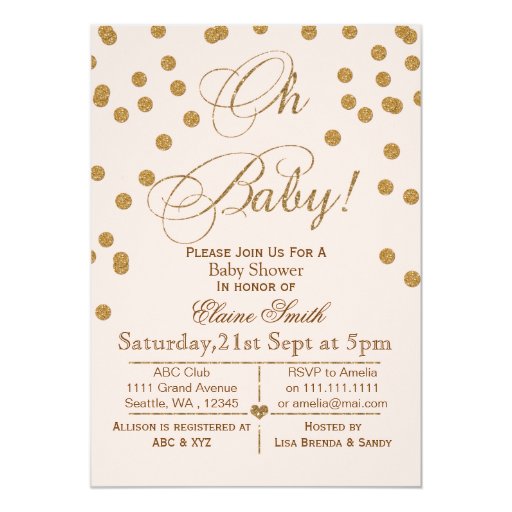 Pink White And Gold Baby Shower Invitations 7