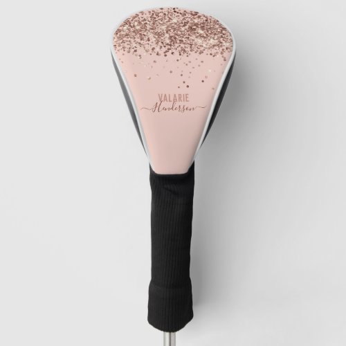 Glitter Blush Pink Monogram Golf Head Cover