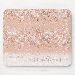 Glitter Blush Pink Rose Gold Future Mrs Bride Mouse Pad