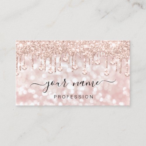 Glitter  Blush Rose  Drips Makeup Artist Business Card