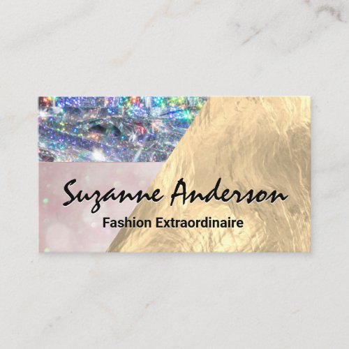 Glitter Bokeh and Gold Foil  Stylish Business Card