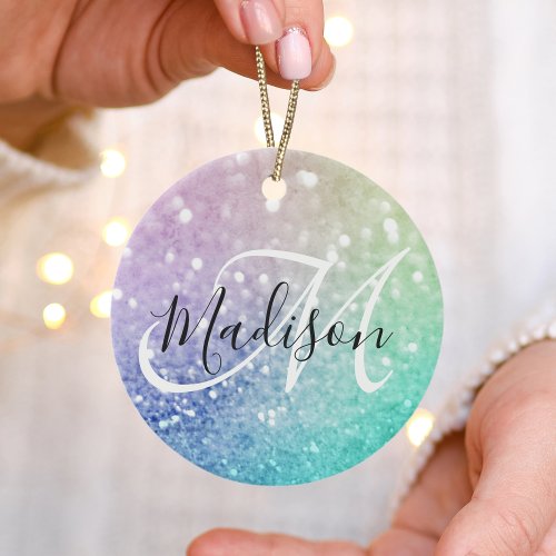 Glitter Bokeh Glamorous Elegant Ceramic Ornament