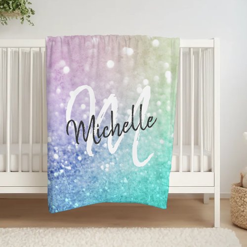 Glitter Bokeh Glamorous Elegant Fleece Blanket