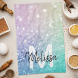 Glitter Bokeh Glamorous Elegant Kitchen Towel<br><div class="desc">Easily personalize this elegant colorful bokeh glitter pattern with your custom name and/or monogram.</div>